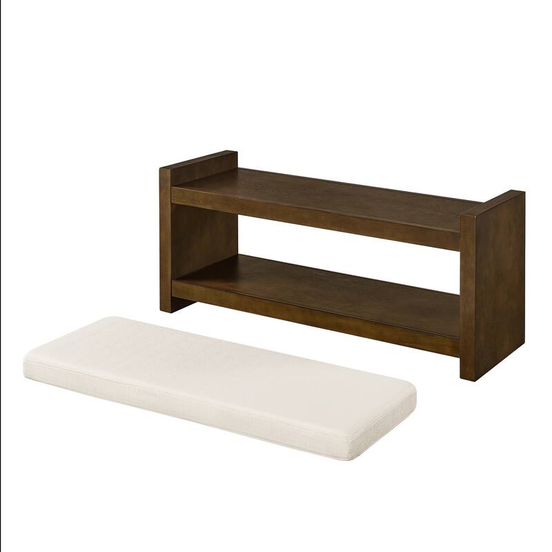 Homy Casa 47" / 40" Accent Bench with Storage, Padded Seating & Lower Shelf Shoe Rack