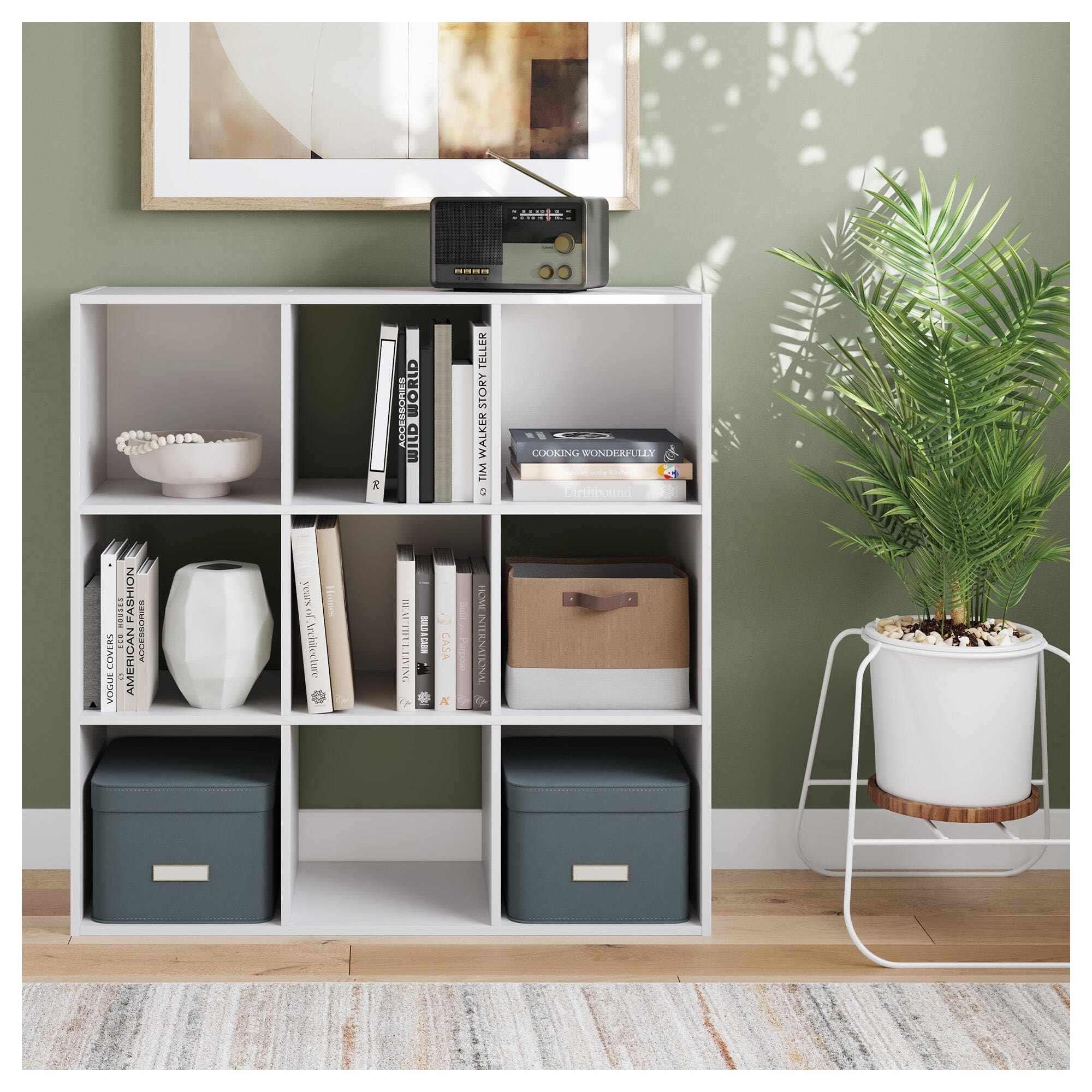 Signature Design by Ashley Onita White 9 Cube Organizer - 35" W x 12" D x 35" H