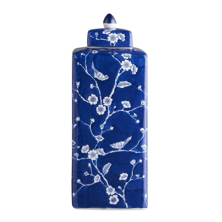 Acroma Handmade Blue and White Ceramic Ginger Jar