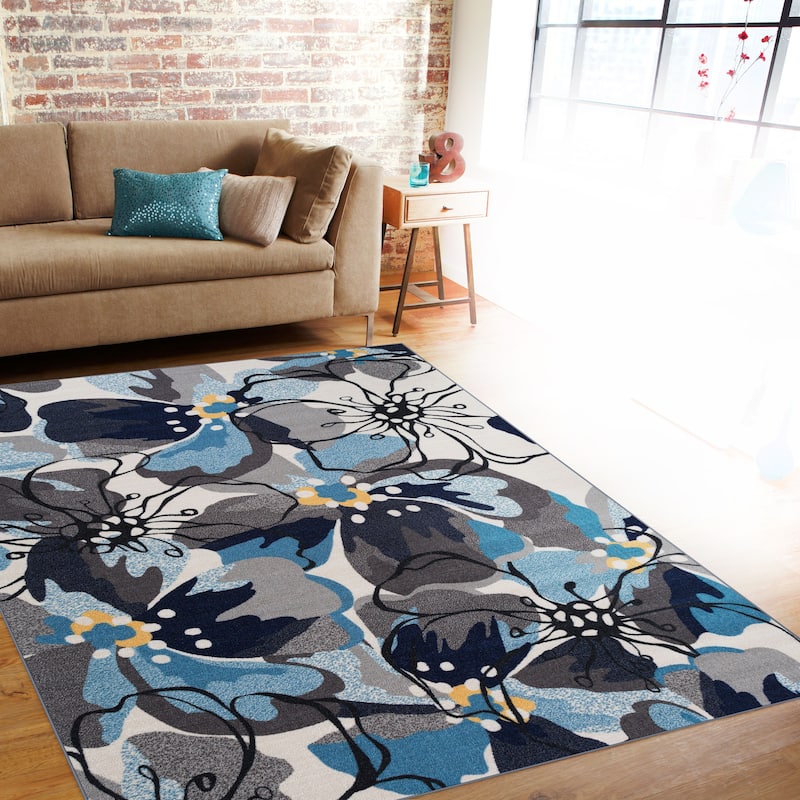 World Rug Gallery Modern Floral Non-Slip Area Rug