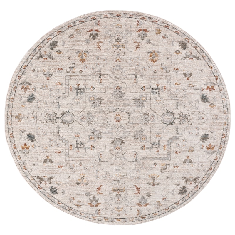 SAFAVIEH Vintage Rosewood Angels Rug - 6'3" Round - Ivory/Grey Rust