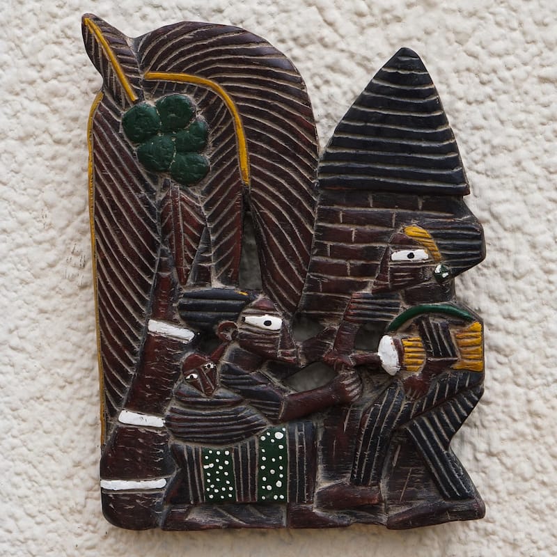 Novica Handmade Afashe Wood Relief Panel