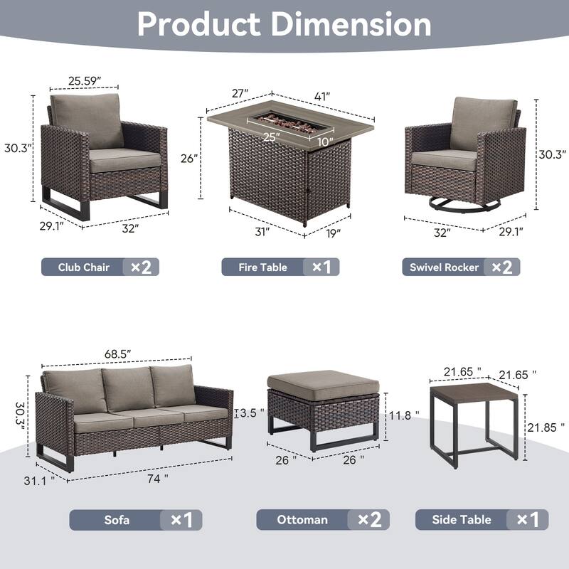 Gymojoy Outdoor Fire Pit Conversation Set, Patio Furniture with Cushions