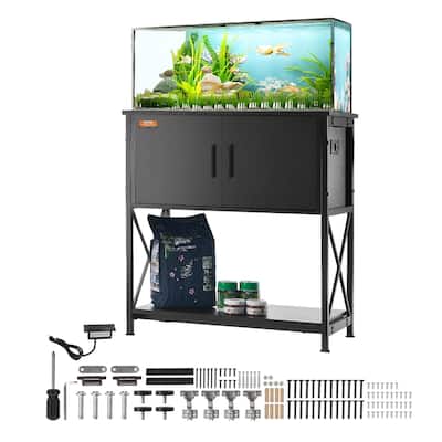 VEVOR Aquarium Stand Fish Tank Stand in Steel and MDF Reptile Tank Stand with Storage Cabinet and Embedded Power Panel