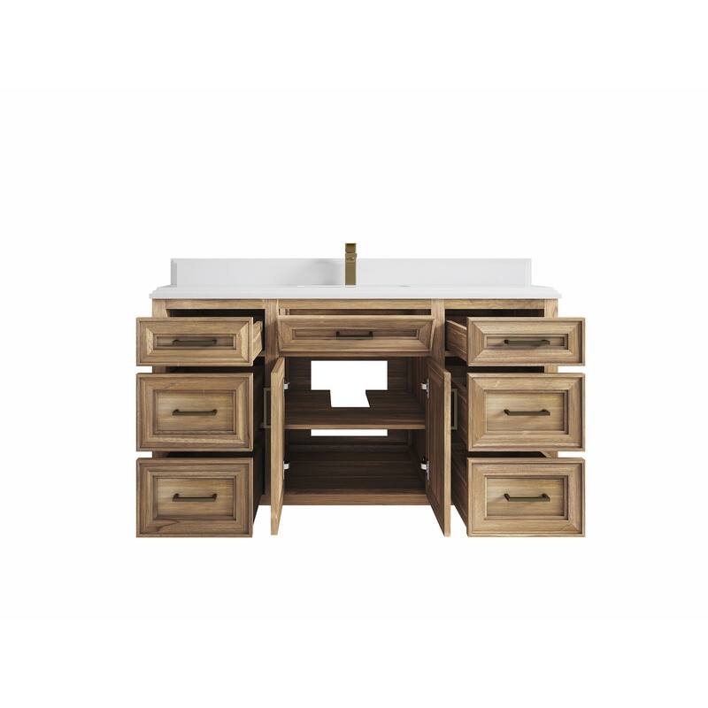 Willow Collections 60 in. W x 22 in. D Santa Monica Teak Single Sink Bathroom Vanity with Countertop
