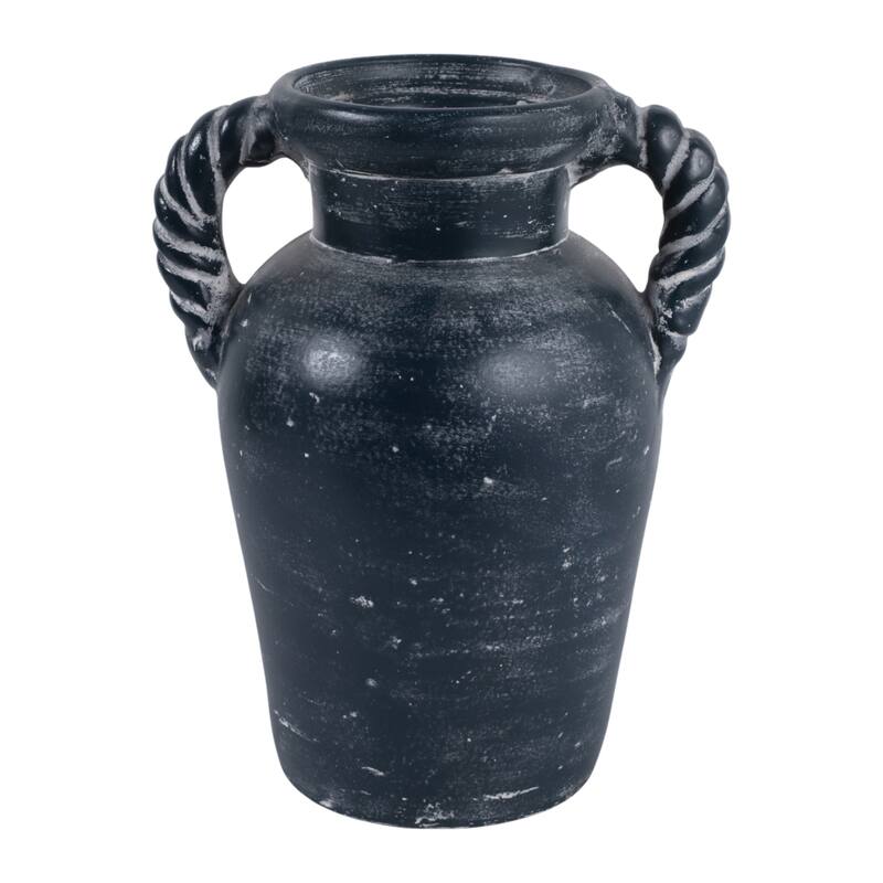Decorative Textured Amphora Table Vase with Twisted Handles