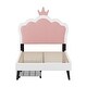 preview thumbnail 8 of 8, Twin Size Upholstered Princess Bed With Crown Headboard And 2 Drawers,Twin Size Platform Bed With Headboard