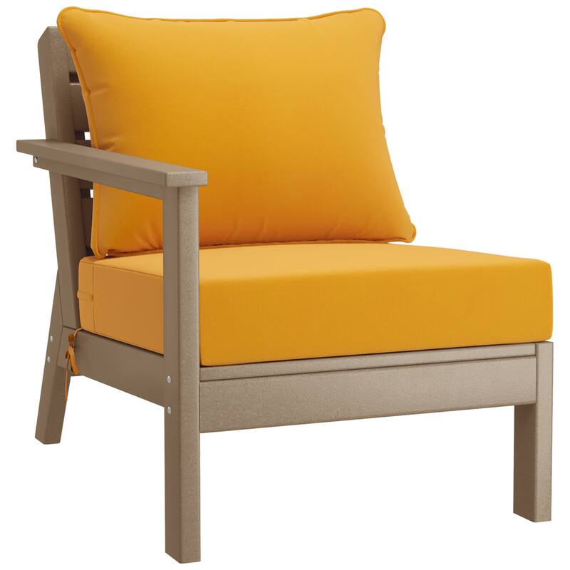 Birchwood All Weather HDPE Outdoor Patio Weathered Wood Deep Conversation Set (6-Piece Set)