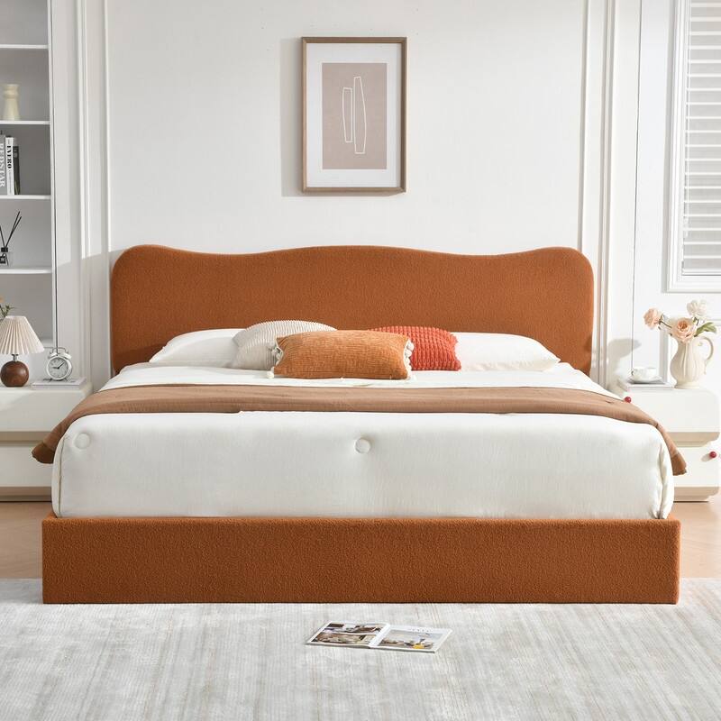 Hydraulic Lift Up Storage Upholstered Platform Bed - Brown - King