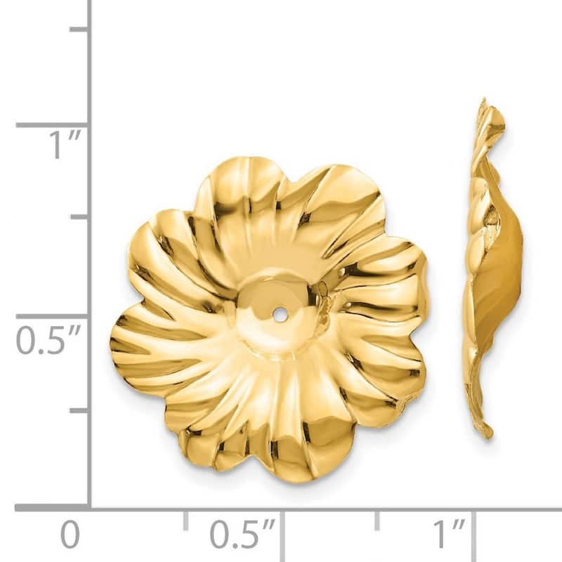 Curata 14k Yellow Gold 24mm Textured Polished Floral Earrings Jackets