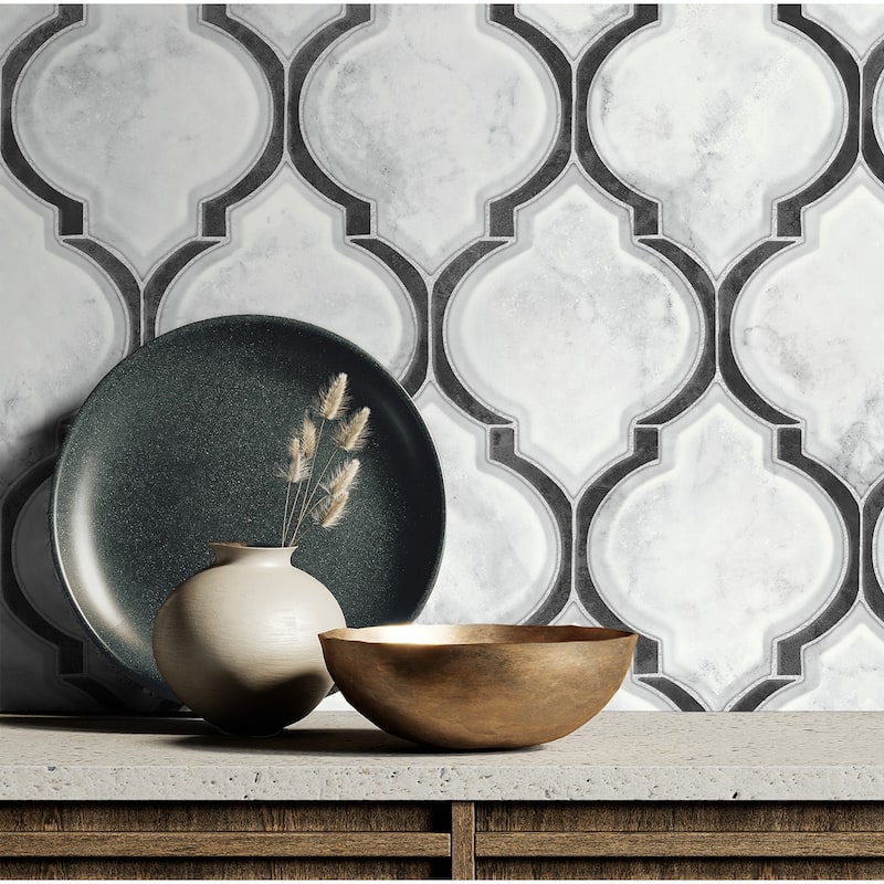 NextWall Marbled Ogee Peel and Stick Wallpaper