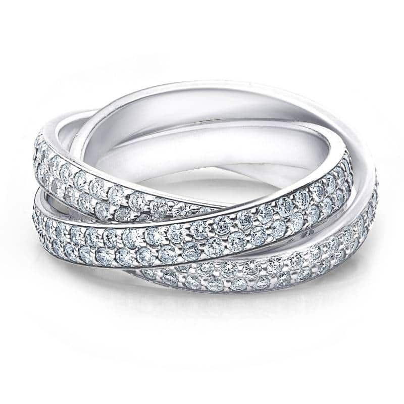 2 3/4ct Rolling Ring Diamond Pave Eternity White Gold