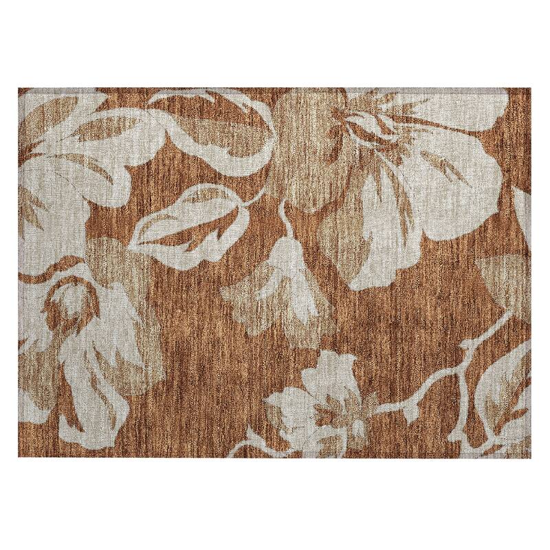 Machine Washable Indoor/ Outdoor Chantille Floral Contemporary Rug