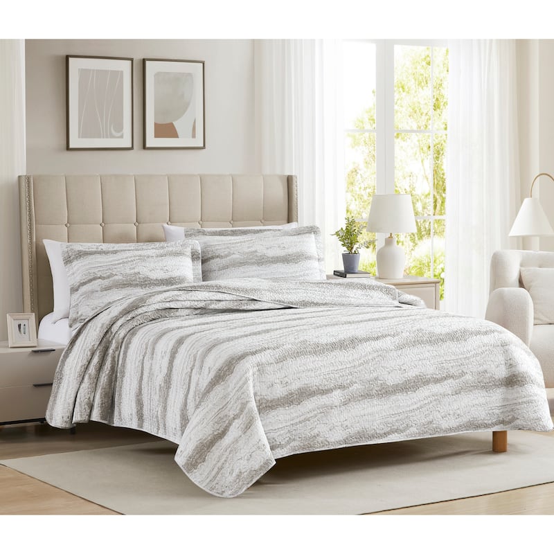 Bonaire Tan Marble Quilt with Shams - King