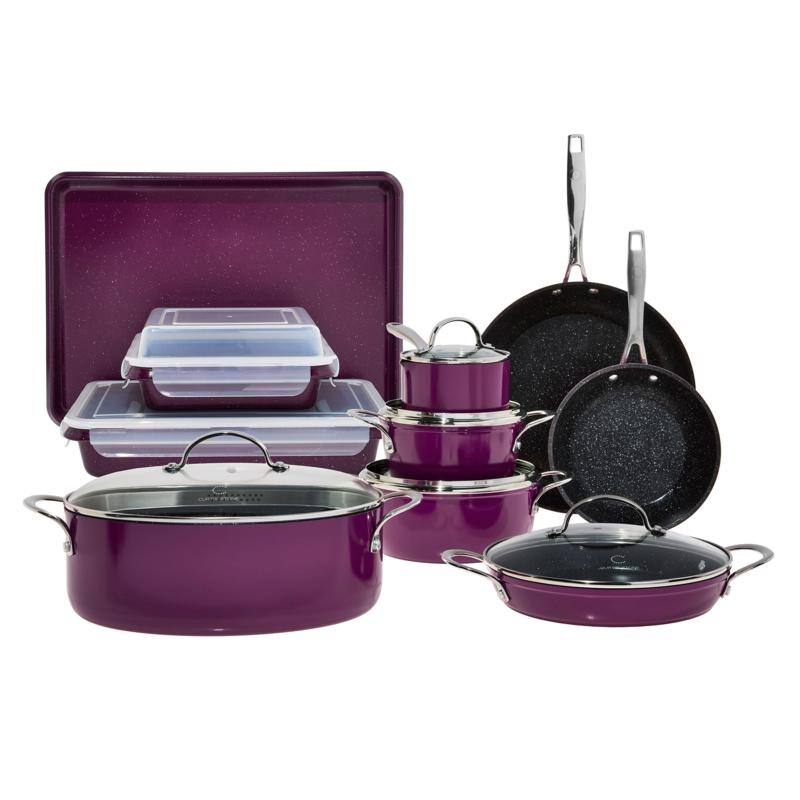 Curtis Stone 17-piece All-Purpose Cookware Set Refurbished - Purple