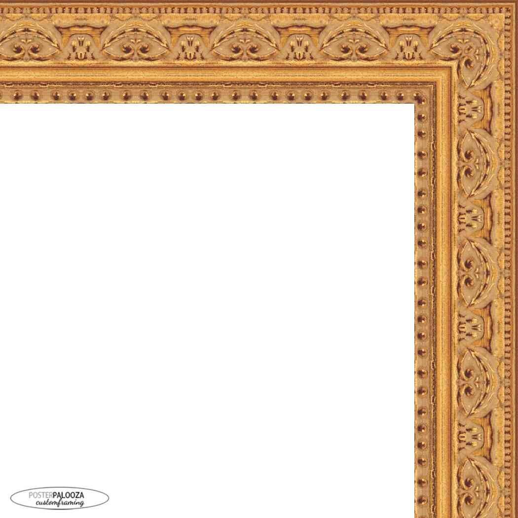 14x8 Ornate Gold Wood Picture Frame UV Acrylic, Foam Board Backing, & Hanging Hardware
