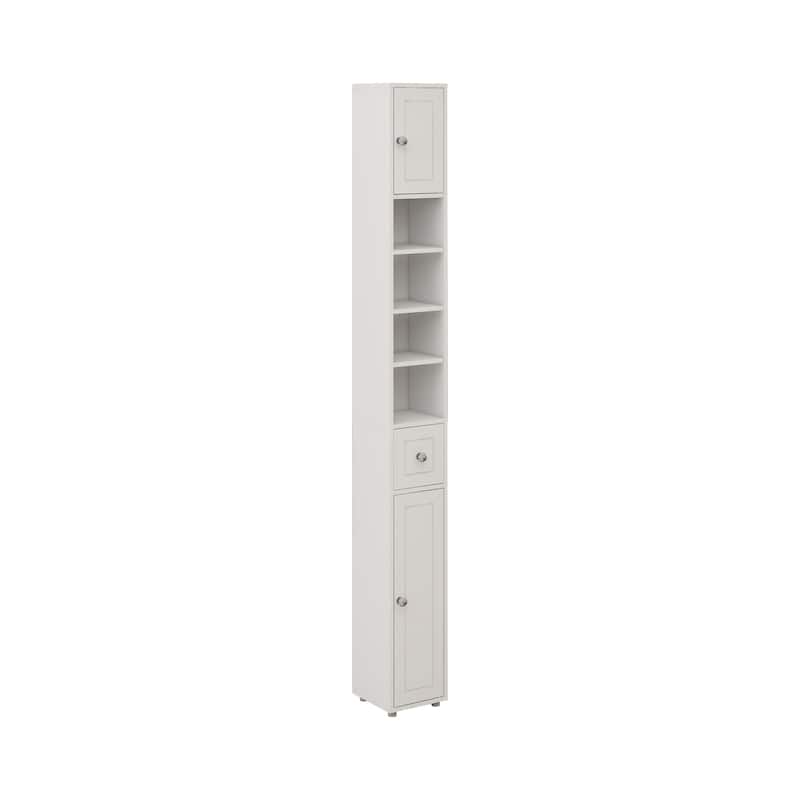 Slim Bathroom Storage Cabinet, Freestanding Narrow Floor Cabinet, Bathroom Cabinet with 1 Drawer, 2 Doors & Adjustable Shelves
