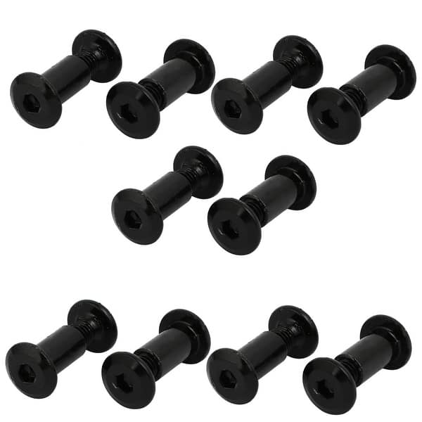 M6x10mm Carbon Steel Socket Hex Screw Post Fastener Black 10pcs