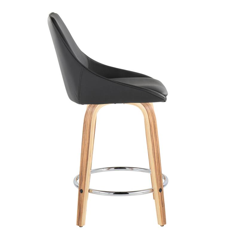 Carson Carrington Alba 24" Fixed-Height Upholstered Counter Stool with Bent Wood Legs & Round Footrest (Set of 2)