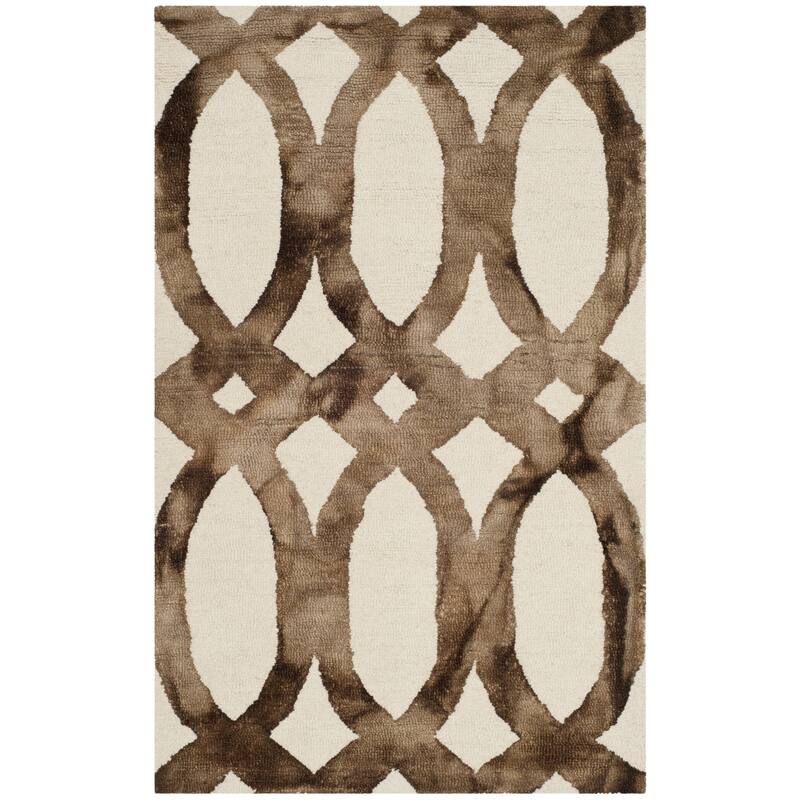 SAFAVIEH Handmade Eligija Wool Geometric Dip Dye Area Rug - 2'6" x 4' - Ivory/Chocolate