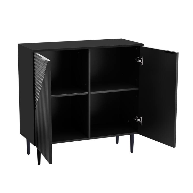 Modern Sideboard Cabinet, Side Cabinet with Adjustable Shelves, Small Console Table with Geometric Door Design