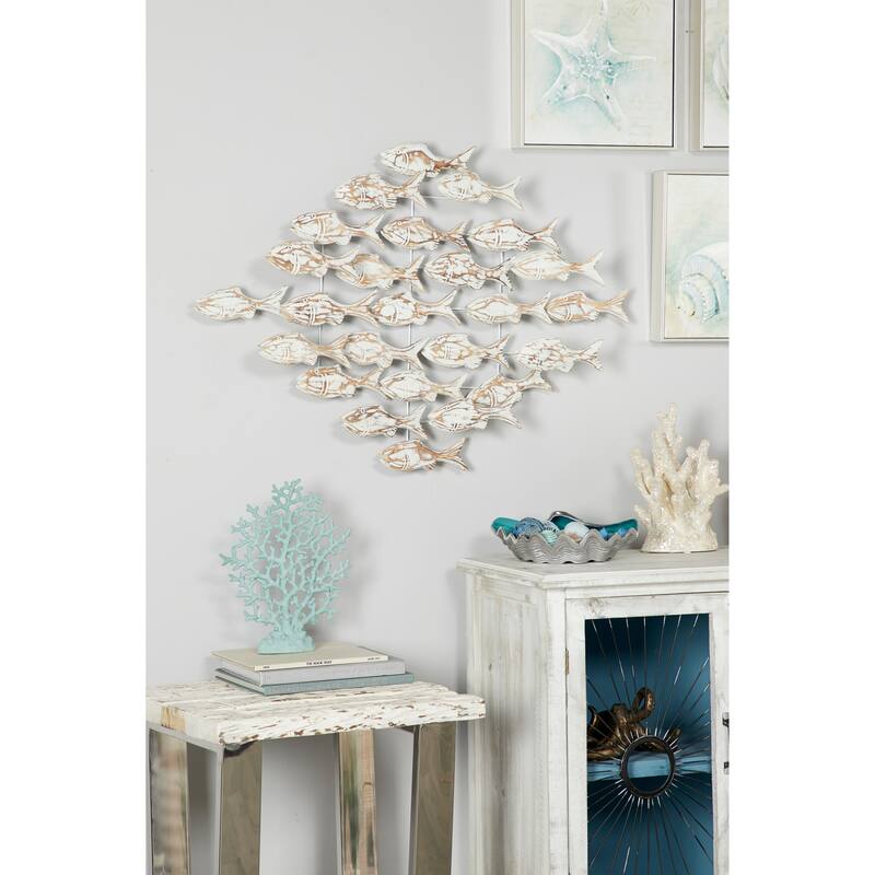 White Wood Handmade Fish Home Wall Decor - White