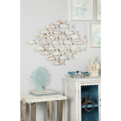 White Wood Handmade Fish Home Wall Decor