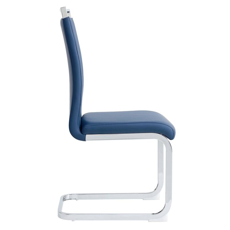 Set of 4 Modern Dining Chairs,High Back Side Chair with C-shaped Tube Chrome Metal Legs