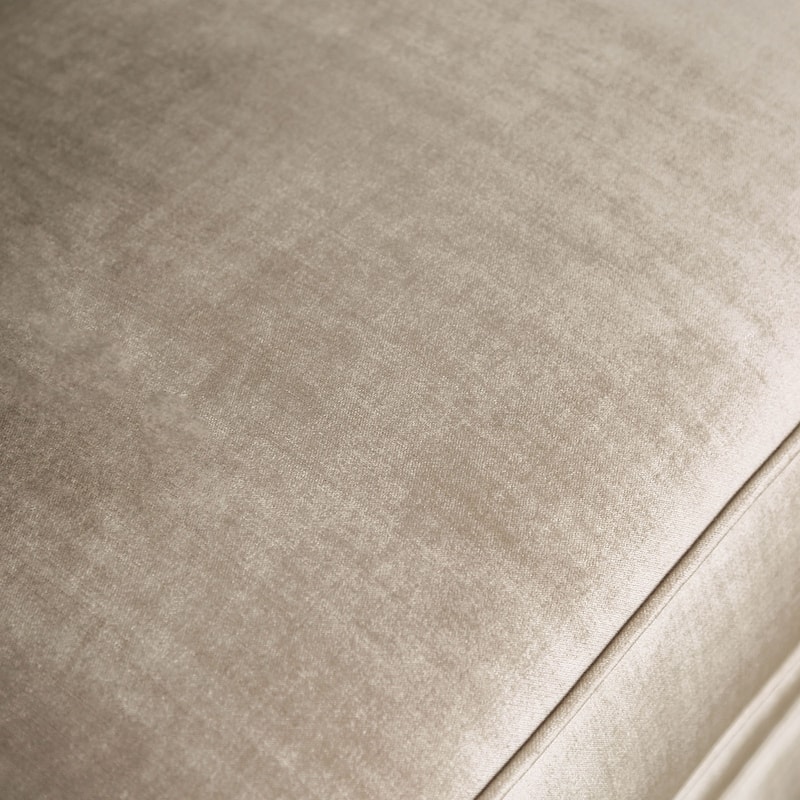 Chenille And Wooden Sofa with Bench Style Cushion Design in Champagne