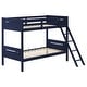 preview thumbnail 64 of 72, Littleton Transitional Wood Bunk Bed with Slatted Mattress Twin Over Twin - Blue
