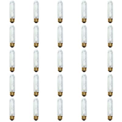 Bulbrite Incandescent Pack of (25) Dimmable 40 Watt Tubular T10 Light Bulbs with Medium (E26) Screw Base - Warm White Light