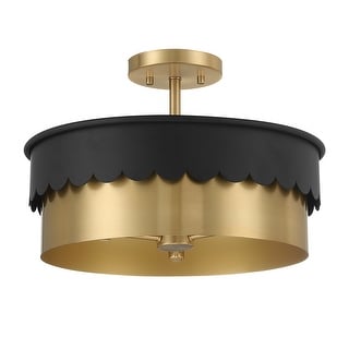 Trade Winds Suzy 3-Light Ceiling Light in Matte Black and Natural Brass