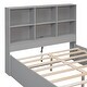 preview thumbnail 23 of 28, Modern Style Full Size Wooden Platform Bed,Headboard with Shelves and Charging Station,2-Drawers Under-Bed