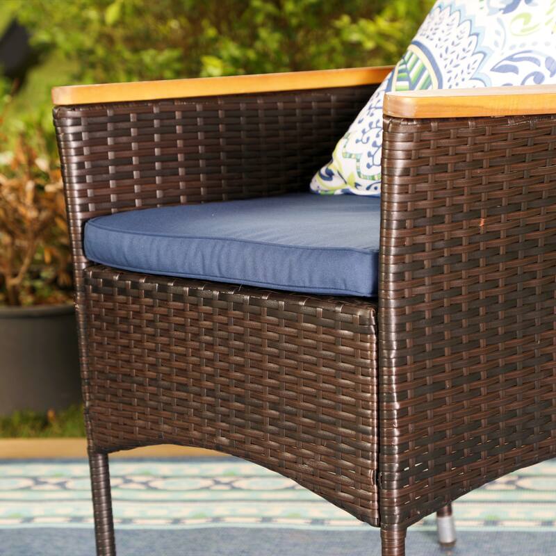 2 Pieces Outdoor Patio Rattan Chairs Wicker Dining Armchair Outdoor Furniture for Porch, Balcony & Deck