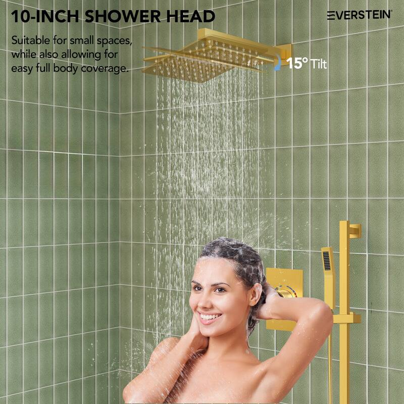 Slide Bar High-Pressure Balancing Shower System 10" Rainfall Shower Head with Handheld Shower