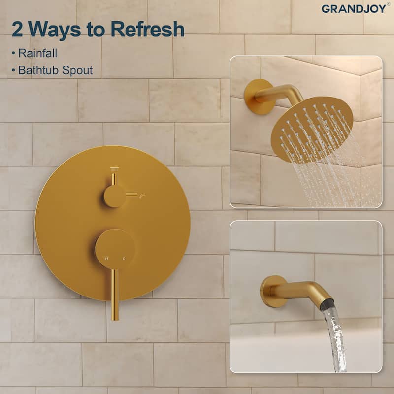 GRANDJOY Wall-Mount 2-Function Shower and Tub System with Pressure Balance Valve
