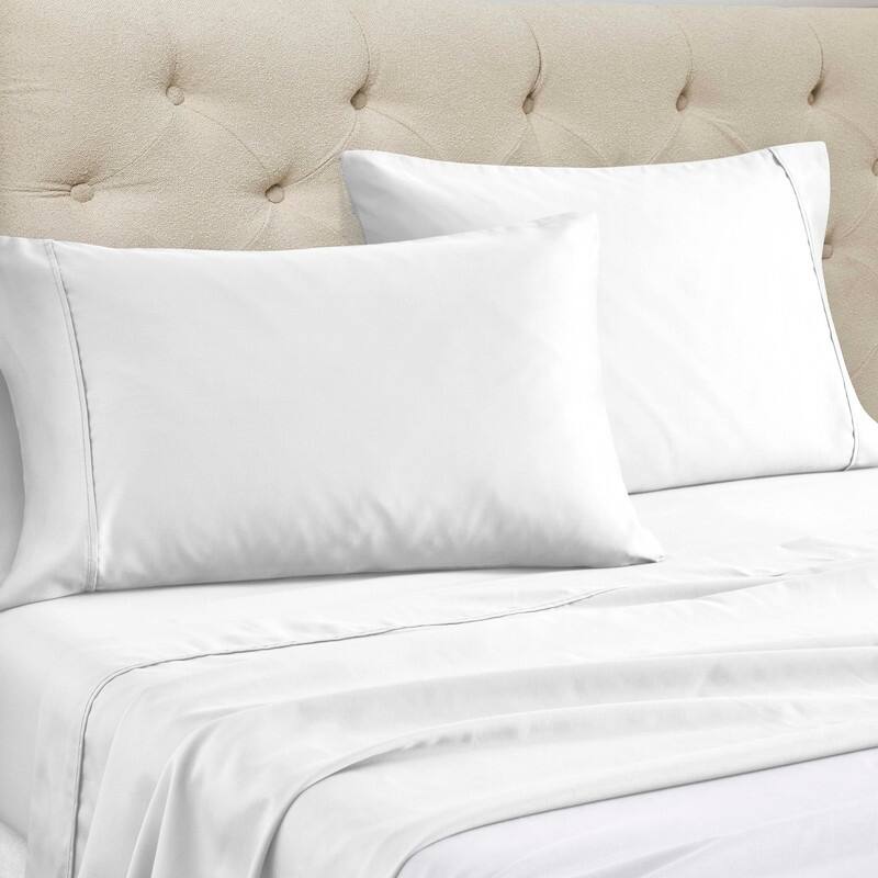 Superior Cotton Blend Solid 1500 Thread Count Deep Pocket Bed Sheet Set - White - 4PC Set - Twin XL