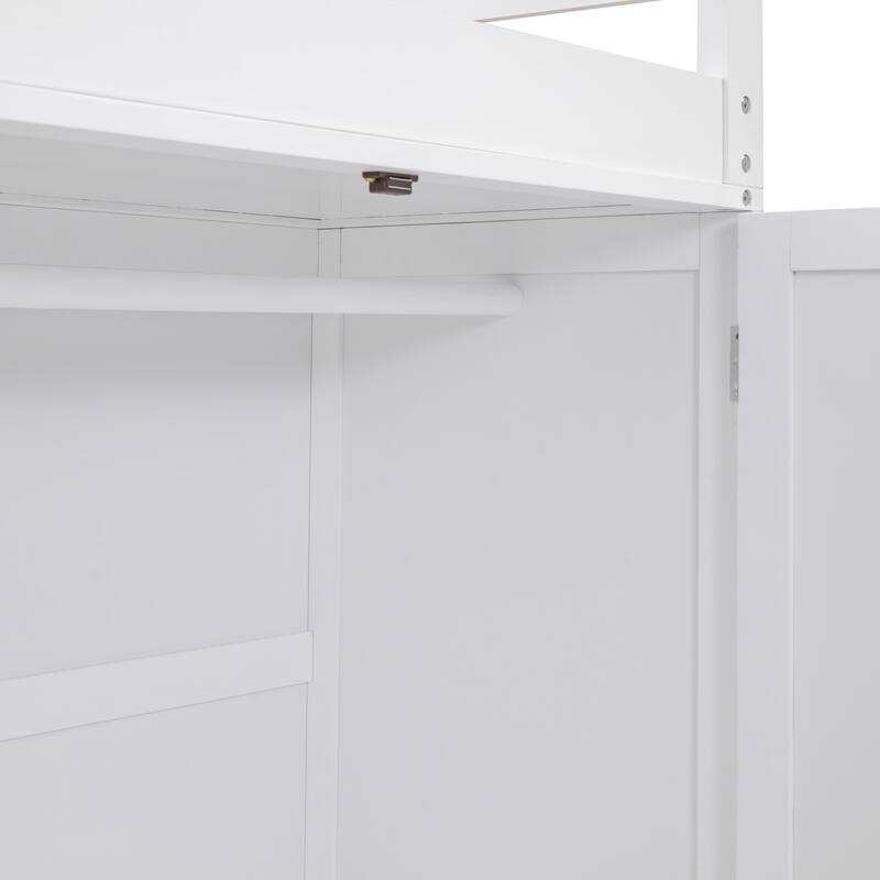 Loft Bed with Drawers,Desk and Wardrobe