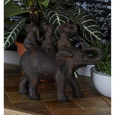 Brown Polystone Elephant Decorative Sculpture
