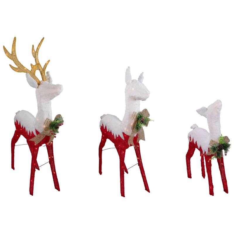 Set of 3 Lighted Red Reindeer Family Outdoor Christmas Decoration - 52.5"