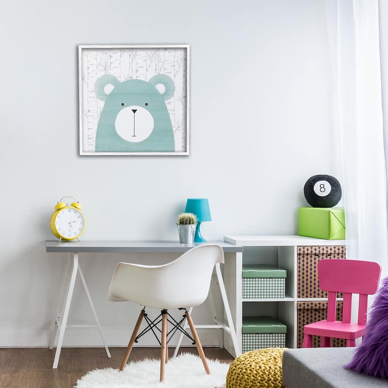 Stupell Whimsical Bear on Birch Framed Giclee Art Design By Kim Allen