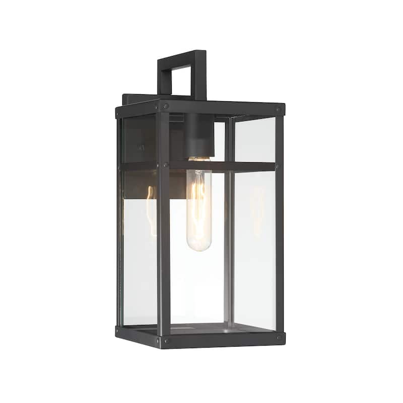 Blake Metal and Clear Glass Paneled Wall Mounted Outdoor Light - 8.5"L x 6.5"W x 14.4"H