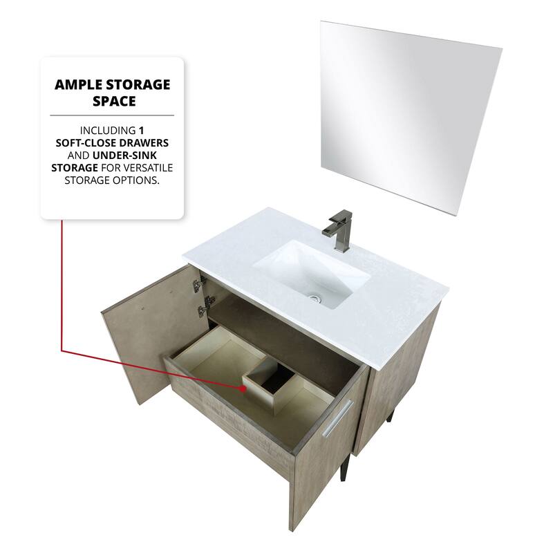 Lancy 24 in W x 20 in D Rustic Acacia Bath Vanity, Cultured Marble Top and 18 in Mirror