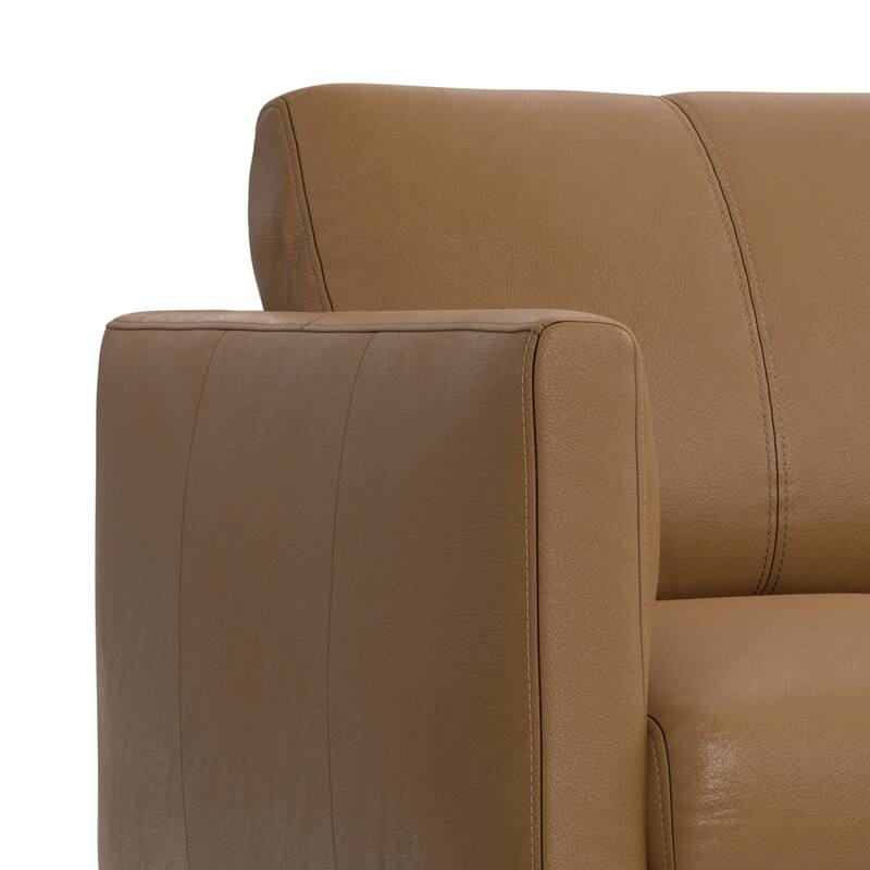 WYNDENHALL Danbury 60 inch Wide Genuine Leather Loveseat Sofa