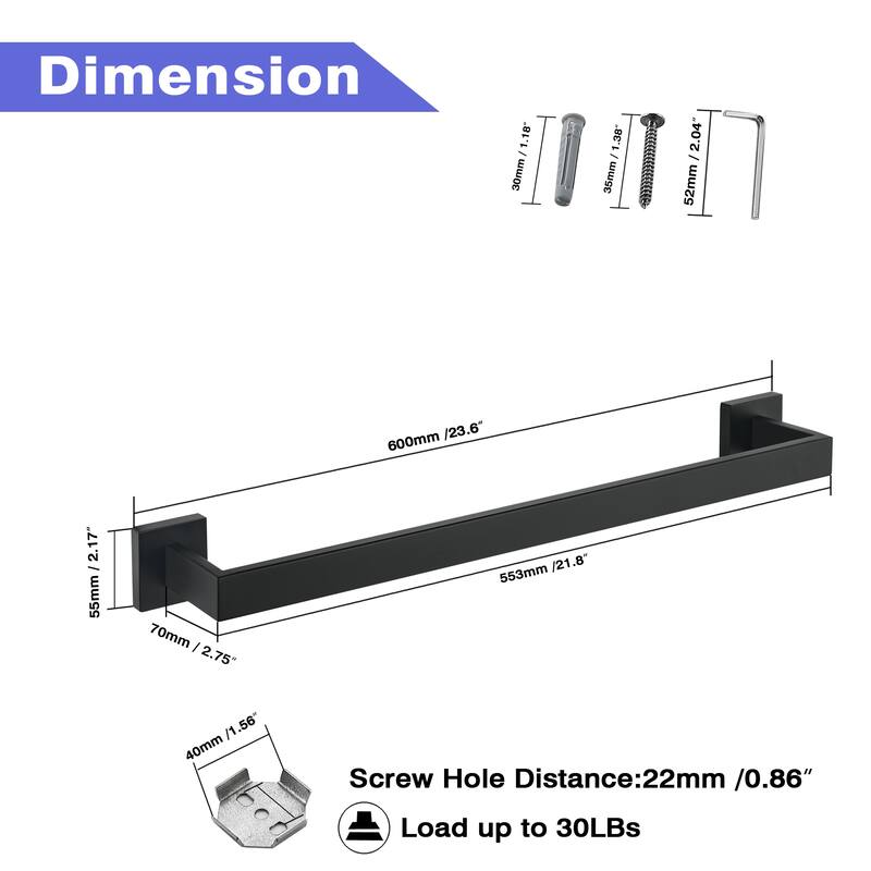 24'' Wall Mounted Towel Bar Towel Rack