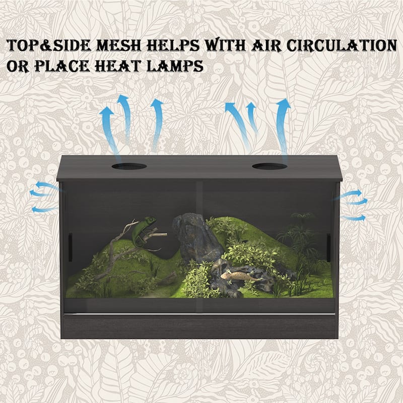 Glass Terrarium Tank with Ventilation Reptile & Amphibian Enclosure Hamster Cage Bunny Hideout Small Animals
