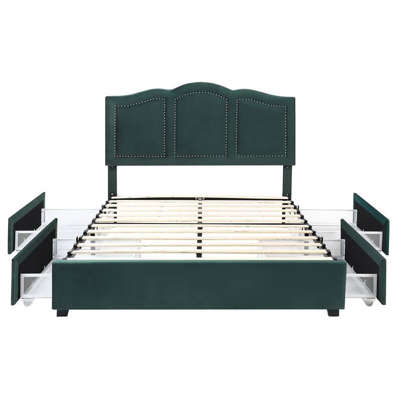 Furniture of America Dustir Art Deco Upholstered 4-drawer Platform Storage Bed
