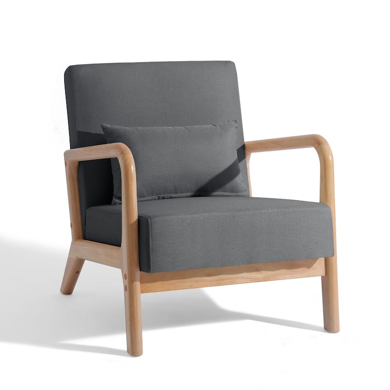 Mid Century Modern Upholstered Wood Frame Accent Chair