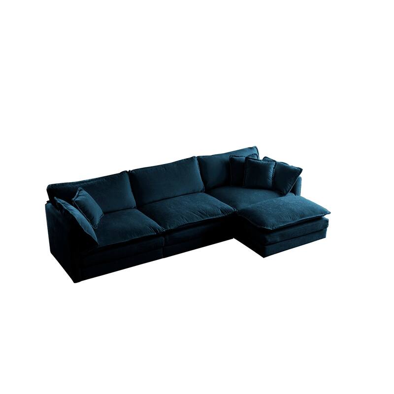 Upholstery Modular L Shaped Sectional Sofa With Reversible Ottoman for Living Room