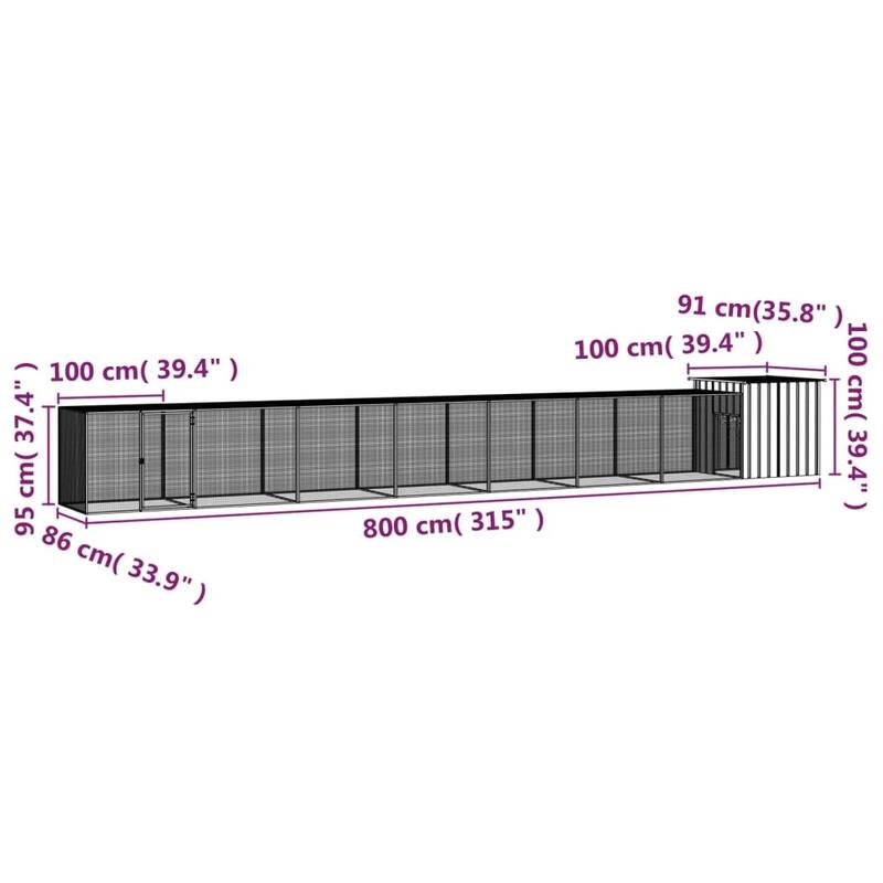 vidaXL Chicken Coop Multipurpose Chicken House with Mesh Cage Galvanized Steel